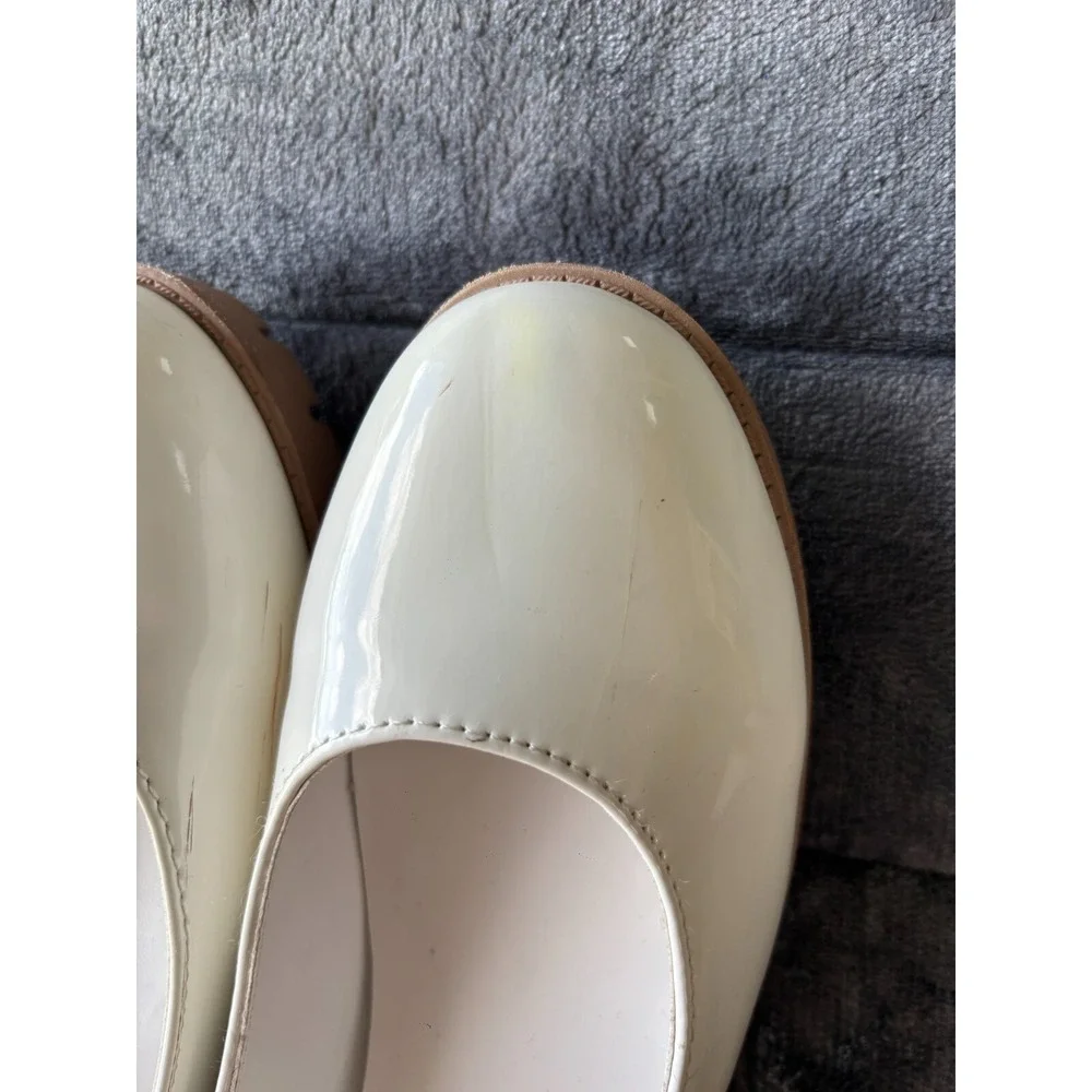 Soda Boxer-2 Girls Fashion Shoes Sz 5 Ivory Leather Adjustable Strap Block Heel